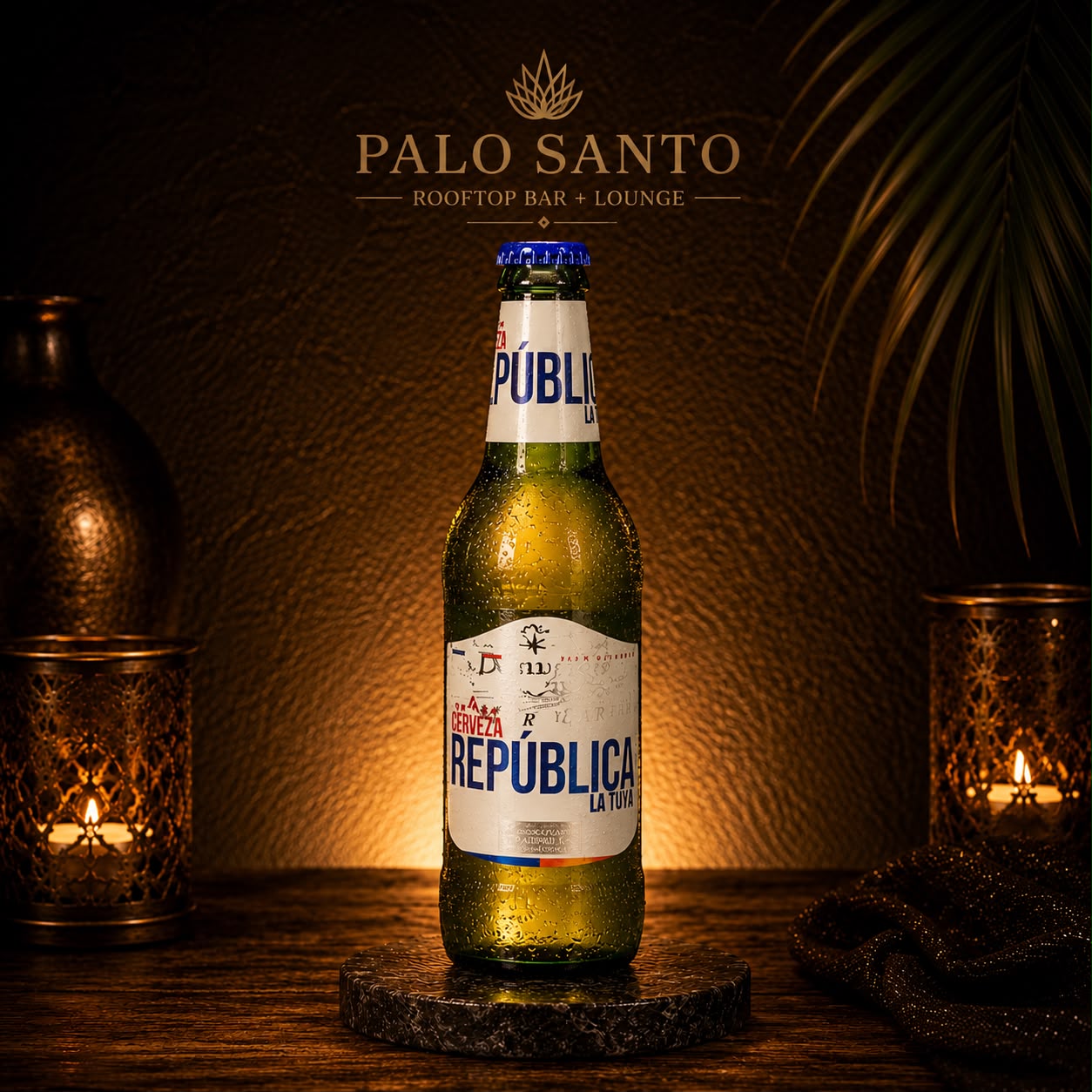 Cerveza República bottle on a stone coaster